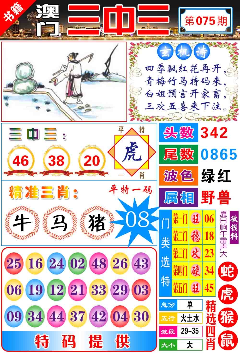 075期澳门宝典三中三[图]