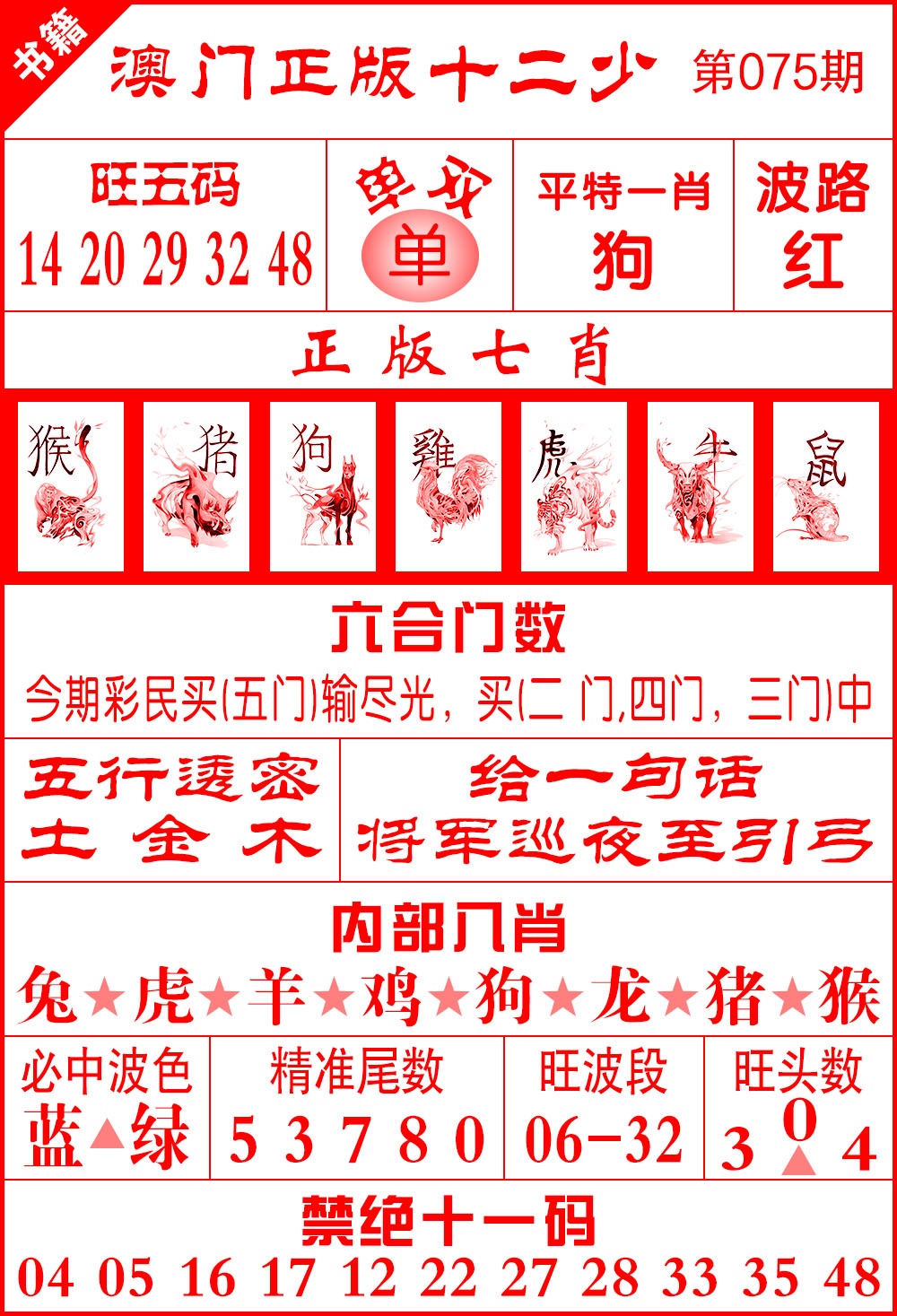 075期澳门十二少[图]